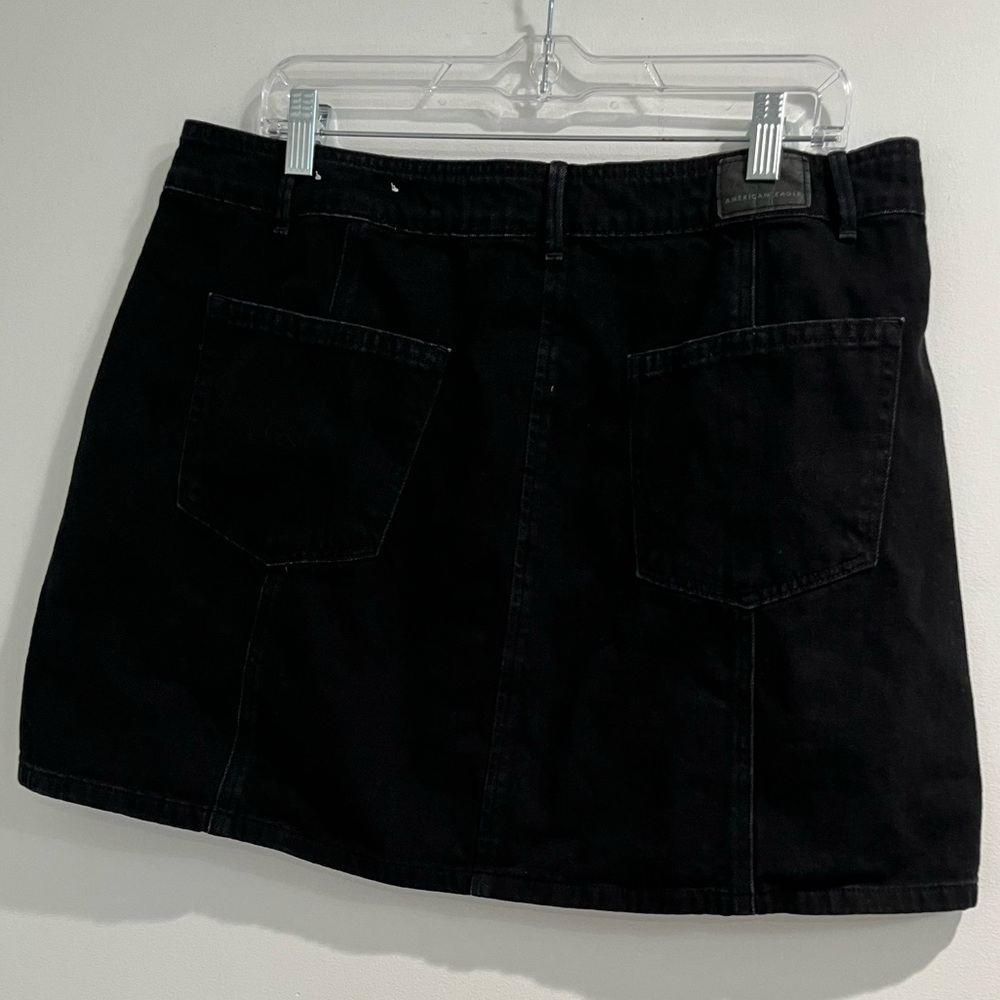 American Eagle Black Denim High Waist A-Line Button Front Skirt Sz.‎ 16 - Picture 3 of 8